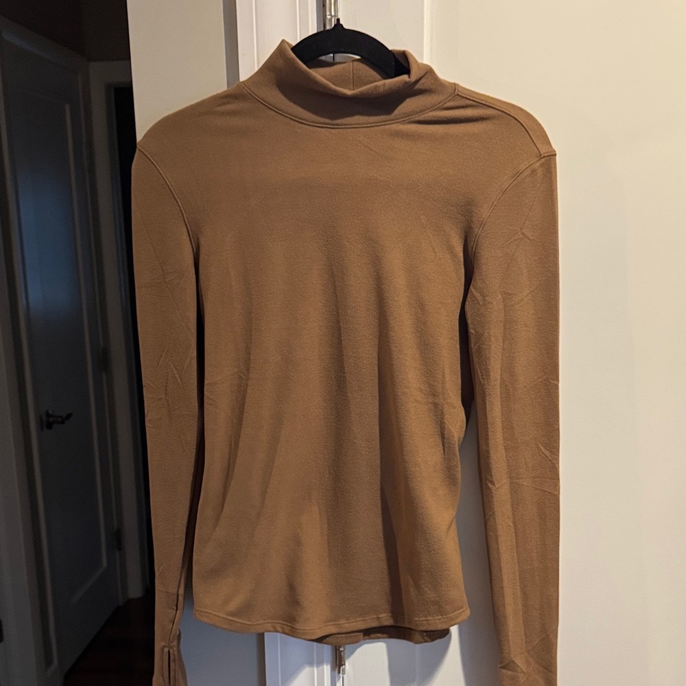 Slim Fit Turtleneck Top in Camel